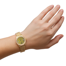 President Champagne Natural Earth Mined Diamond Dial Bezel Rolex Watch Datejust Yg