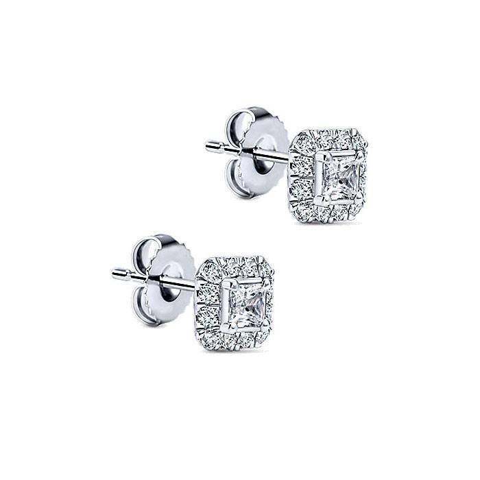 Princess And Round Cut 2.50 Carats Natural Earth Mined Diamond Stud Pave Earrings