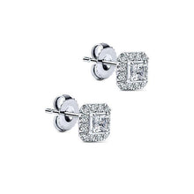 Princess And Round Cut 2.50 Carats Natural Earth Mined Diamond Stud Pave Earrings