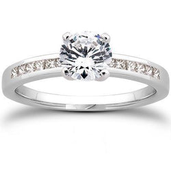 Princess And Round Cut 2.75 Ct Real Diamonds Engagement Ring White Gold 14K