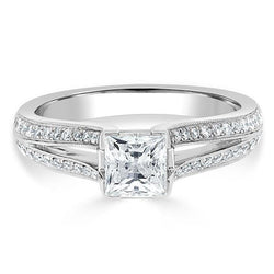 Princess And Round Cut 2.90 Carats Real Diamonds Wedding Ring