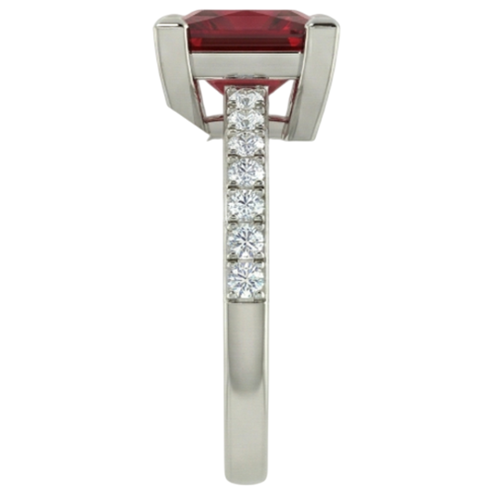 Princess And Round Cut 3.45 Ct. Ruby And Natural Earth Mined DIAMOND ( NOT LAB GROWN )s Ring White Gold 14K