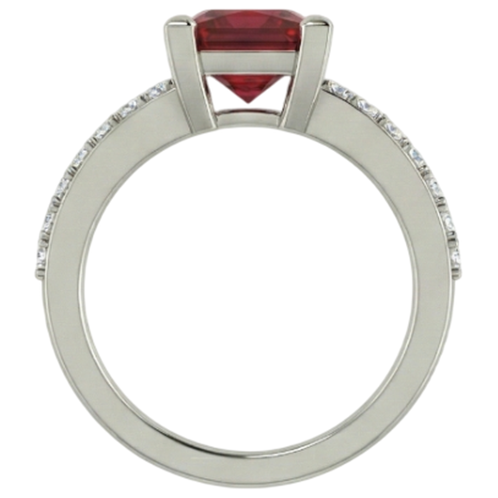 Princess And Round Cut 3.45 Ct. Ruby And Natural Earth Mined DIAMOND ( NOT LAB GROWN )s Ring White Gold 14K