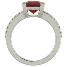 Princess And Round Cut 3.45 Ct. Ruby And Natural Earth Mined DIAMOND ( NOT LAB GROWN )s Ring White Gold 14K