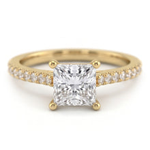 Princess And Round Cut 3 Carats Natural Earth Mined Diamonds Wedding Ring Yellow Gold 14K