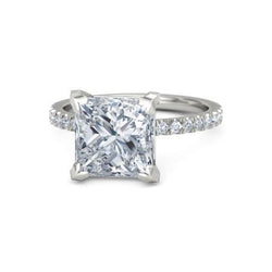 Princess And Round Cut 3.75 Ct. Real Diamond Engagement Ring White Gold 14K