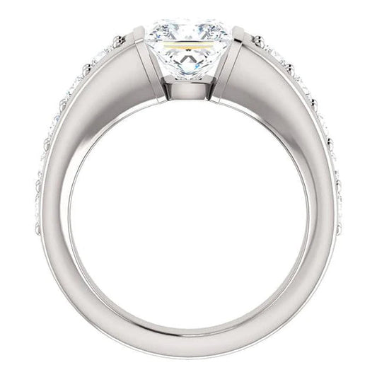 Princess And Round Genuine Diamond Anniversary Ring 2.40 Carat White Gold 14K