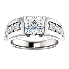 Princess And Round Genuine Diamond Anniversary Ring 2.40 Carat White Gold 14K