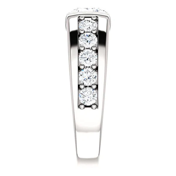 Princess And Round Genuine Diamond Anniversary Ring 2.40 Carat White Gold 14K