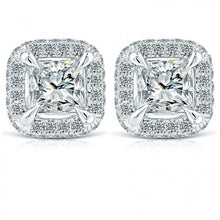 Princess And Round Halo Real Diamond Earring Gold White Pave Setting 4 Ct
