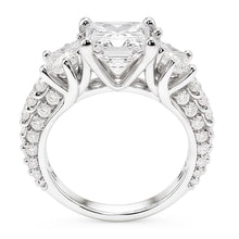 Princess And Round Real Natural Earth Mined DIAMOND ( NOT LAB GROWN ) 3 Stone Style Engagement Ring 3.50 Carats