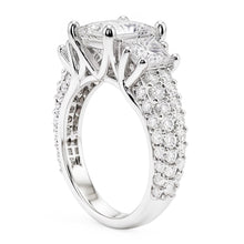 Princess And Round Real Natural Earth Mined DIAMOND ( NOT LAB GROWN ) 3 Stone Style Engagement Ring 3.50 Carats