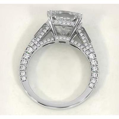 Princess Baguette Real Diamond Engagement Ring 5.10 Carats Jewelry New