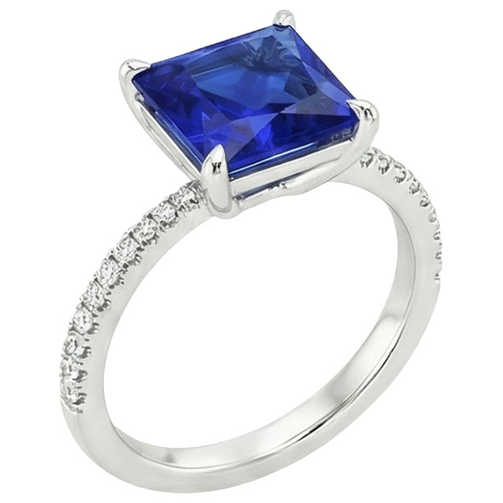 natural round sapphire 5.75ct ring side angle