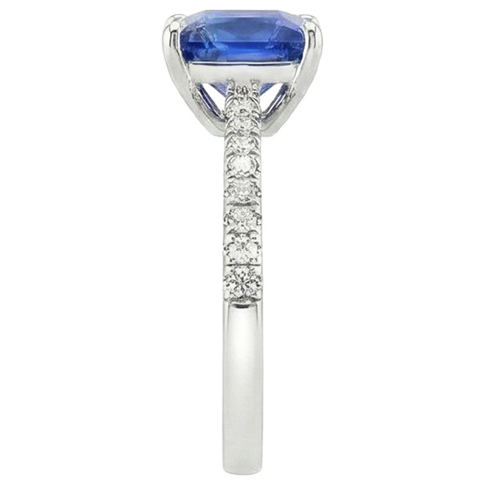 natural round sapphire 5.75ct ring profile view
