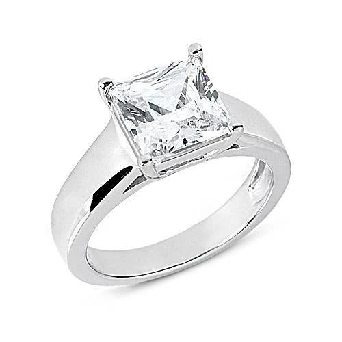 Princess Cut 1 Carat Real Diamond Engagement Ring White Gold 14K