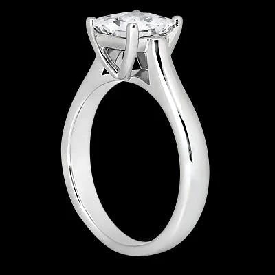 Princess Cut 1 Carat Real Diamond Solitaire Engagement Ring White Gold 14K