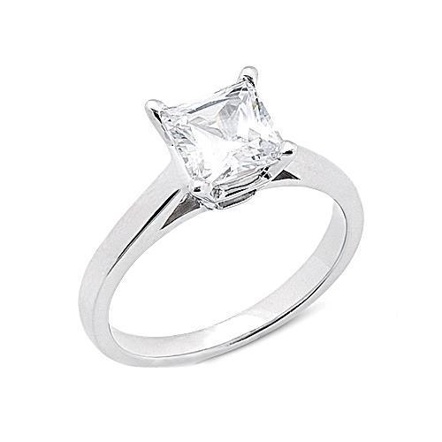 Princess Cut 1 Ct. Natural Diamond Engagement Ring White Gold 14K