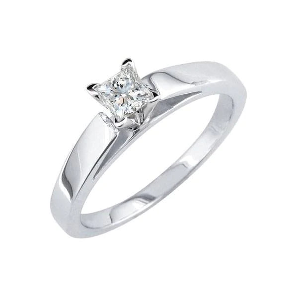 Princess Cut 1.10 Ct Real Diamond Engagement Solitaire Ring White Gold 14K