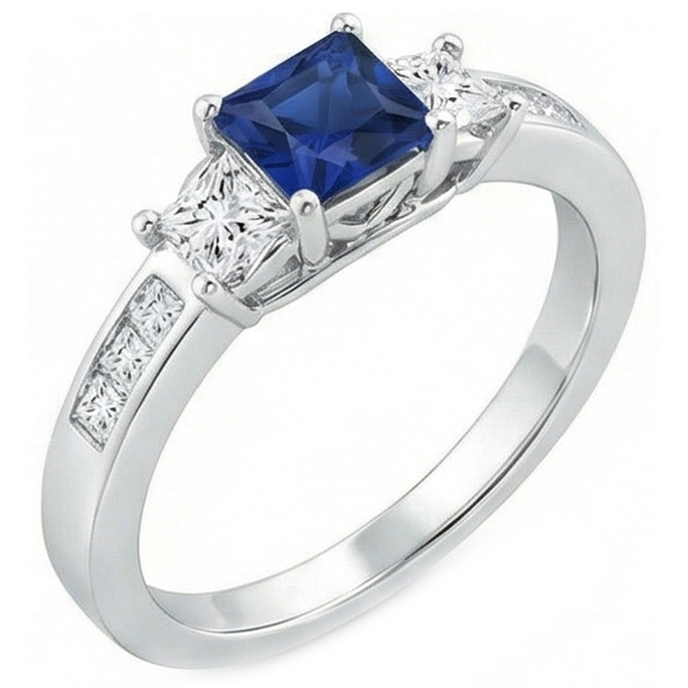 natural princess sapphire 2.85ct ring front view