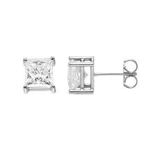 Princess Cut 2 Carats Natural Diamonds Women Studs Earring White Gold 14K