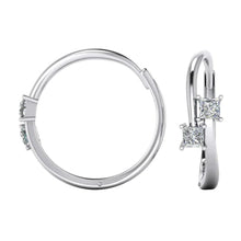 Princess Cut 2 Natural Diamond Hoop Earrings2