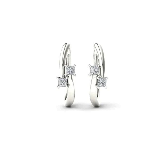 Princess Cut 2 Natural Diamond Hoop Earrings4