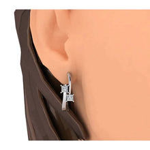 Princess Cut 2 Natural Diamond Hoop Earrings6