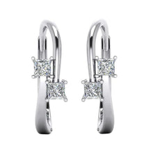 Princess Cut 2 Natural Diamond Hoop Earrings