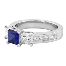 Princess Cut 3.50 Ct Ceylon Sapphire And Natural Earth Mined DIAMOND ( NOT LAB GROWN )s Ring White Gold 14K