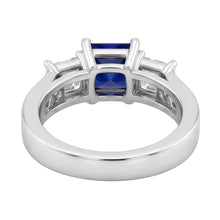 Princess Cut 3.50 Ct Ceylon Sapphire And Natural Earth Mined DIAMOND ( NOT LAB GROWN )s Ring White Gold 14K