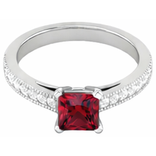 Princess Cut 3 Carats Ruby With Natural Earth Mined Diamonds Wedding Ring White Gold