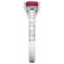 Princess Cut 3 Carats Ruby With Natural Earth Mined Diamonds Wedding Ring White Gold