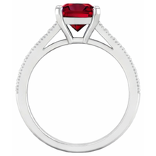 Princess Cut 3 Carats Ruby With Natural Earth Mined Diamonds Wedding Ring White Gold