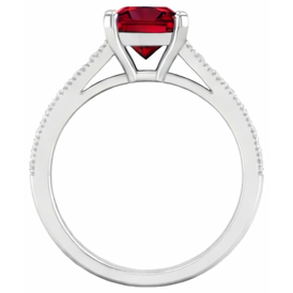 Princess Cut 3 Carats Ruby With Natural Earth Mined Diamonds Wedding Ring White Gold