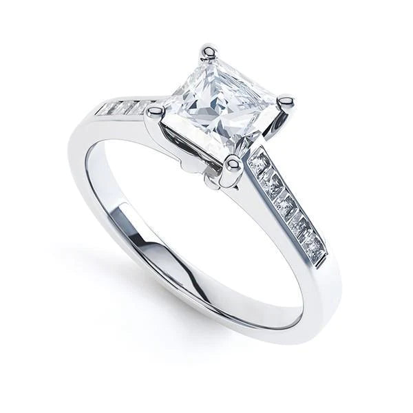 Princess Cut 3 Ct Natural Diamond Anniversary Ring White Gold 14K