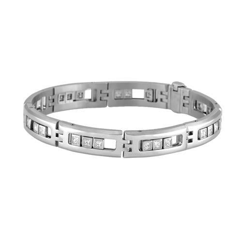 Princess Cut 3.60 Carats Real Diamonds Men's Bracelet White Gold 14K