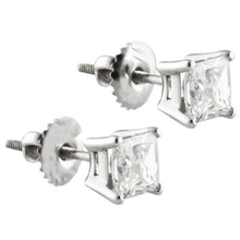 Princess Cut 4.00 Ct. Genuine Diamonds Studs Earrings Gold White