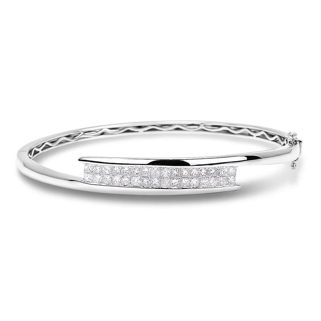 Princess Cut 4.80 Carats Real Diamonds Bangle White Gold 14K