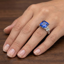 Princess Cut Blue Sapphire IGI CERTIFIED Diamond Ring 6.75 Carats Fancy Jewelry