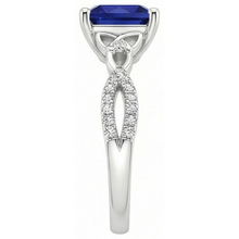 Princess Cut Blue Sapphire Natural Earth Mined Diamond Ring Gold Twisted Shank 4 Carats