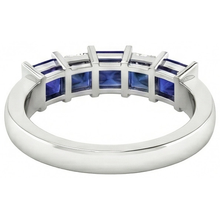 Princess Cut Ceylon Sapphire Natural Earth Mined DIAMOND ( NOT LAB GROWN )s 5 Stone Ring 1.75 Ct