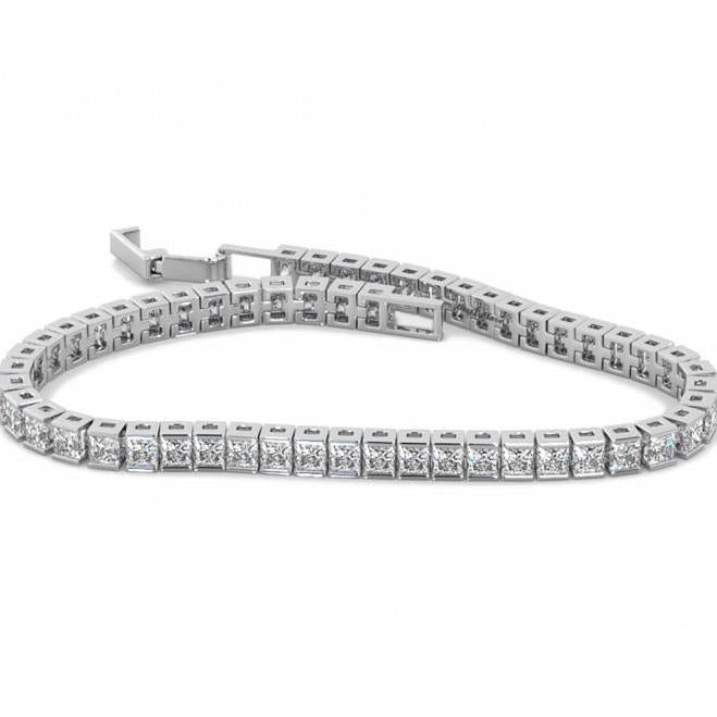 Princess Cut Channel Set 10.80 Ct Real Diamonds Tennis Bracelet White Gold