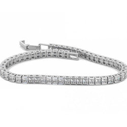 Princess Cut Channel Set 7.55 Ct Natural Diamonds Tennis Bracelet White Gold