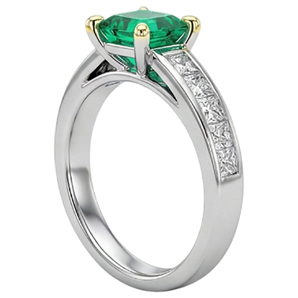 Sparkling Colombian Emerald Precious Stone Ring 4 ct – profile view