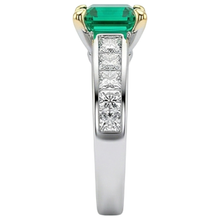 Colombian Emerald Precious Stone Ring 4-ct 14 Karat Two Tone Gold – top view