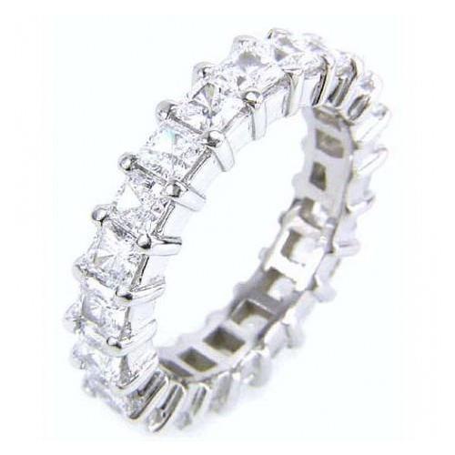 Princess Cut Genuine Diamond Eternity Band 5 Carats White Gold 14K