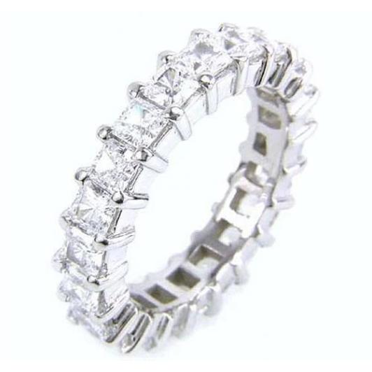Princess Cut Genuine Diamond Eternity Band 5 Carats White Gold 14K