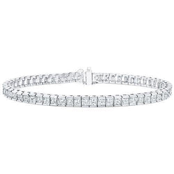 Princess Cut Genuine Diamond Lady Tennis Bracelet 8.25 Carat White Gold 14K