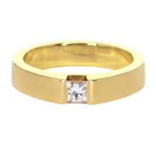 Princess Cut Genuine Natural Earth Mined Diamond Tension Set Men's Ring 0.75 Carats Yellow Gold
